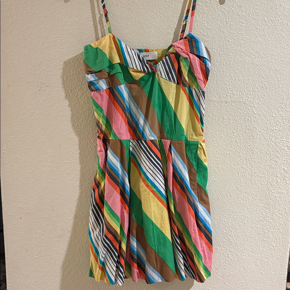 Striped Multi-Color Spaghetti Strap Mini Dress - Picture 2 of 4